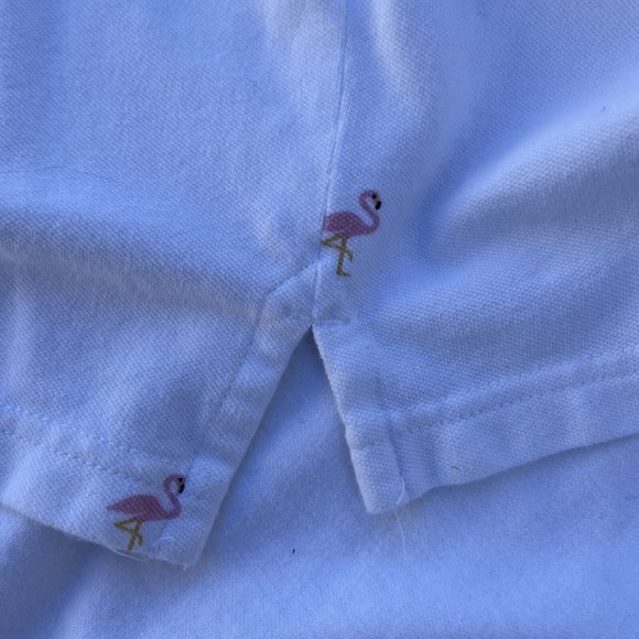 SONOMA Flex‎ Wear MEN'S XL White JERSEY KNIT SHORT SLEEVE Polo FLAMINGO - Picture 6 of 6